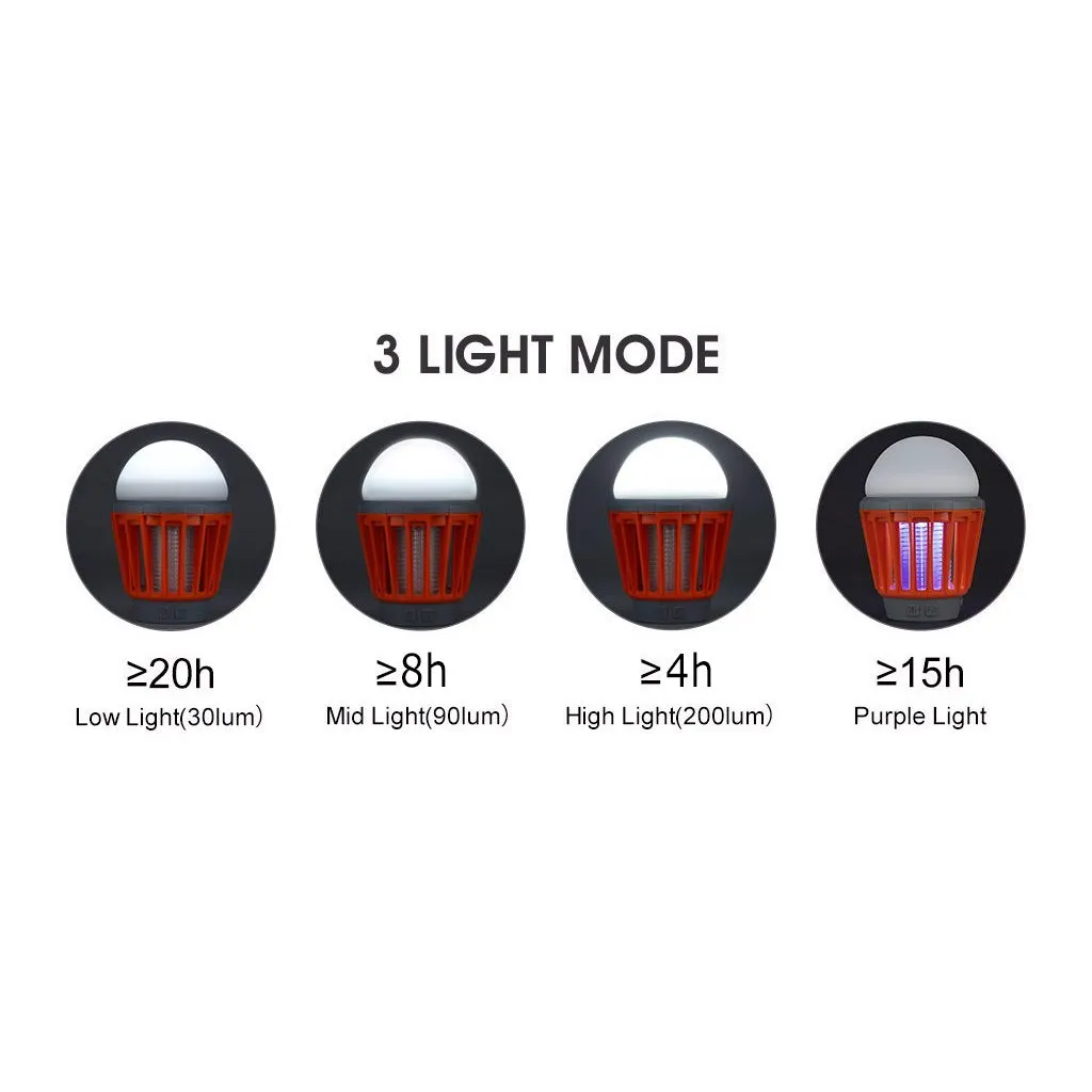 2 in 1 LED USB Rechargeable Waterproof Mosquito Killer Bug Zapper Light Lantern