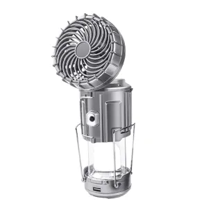 6 in 1 Portable Outdoor LED Camping Lantern With Fan Solar Rechargeable