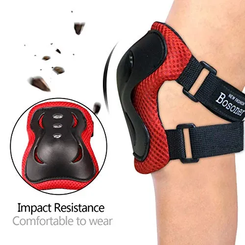 BOSONER Kids/Youth Knee Pad Elbow Pads Guards Protective Gear Set for Roller Skates Cycling BMX Bike Skateboard Inline Skatings Scooter Riding Sports