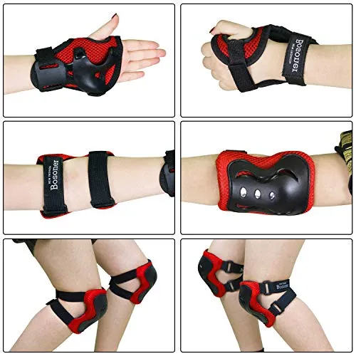 BOSONER Kids/Youth Knee Pad Elbow Pads Guards Protective Gear Set for Roller Skates Cycling BMX Bike Skateboard Inline Skatings Scooter Riding Sports