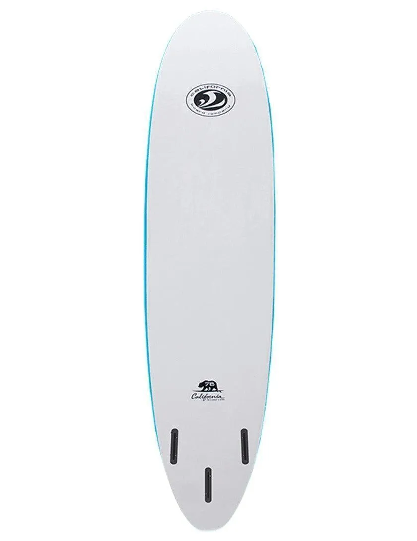 California Board Company CBC  Soft Surfboard 7ft 6 Package - Blue Wood Grain