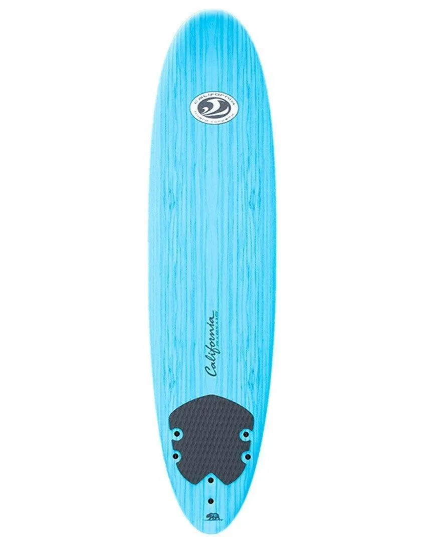 California Board Company CBC  Soft Surfboard 7ft 6 Package - Blue Wood Grain