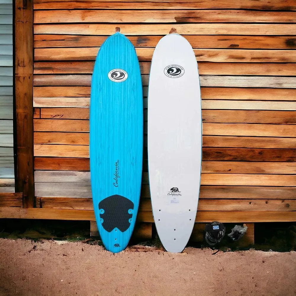 California Board Company CBC  Soft Surfboard 7ft 6 Package - Blue Wood Grain