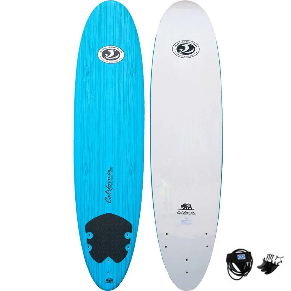 California Board Company CBC  Soft Surfboard 7ft 6 Package - Blue Wood Grain