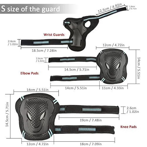 Kids Biking, Cycling, Sports Protective Gear Pads set w/Adjustable Helmet, Knee Pads, Elbow & Wrist Pads, Orange