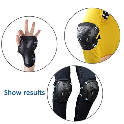 Kids Biking, Cycling, Sports Protective Gear Pads set w/Adjustable Helmet, Knee Pads, Elbow & Wrist Pads, Orange