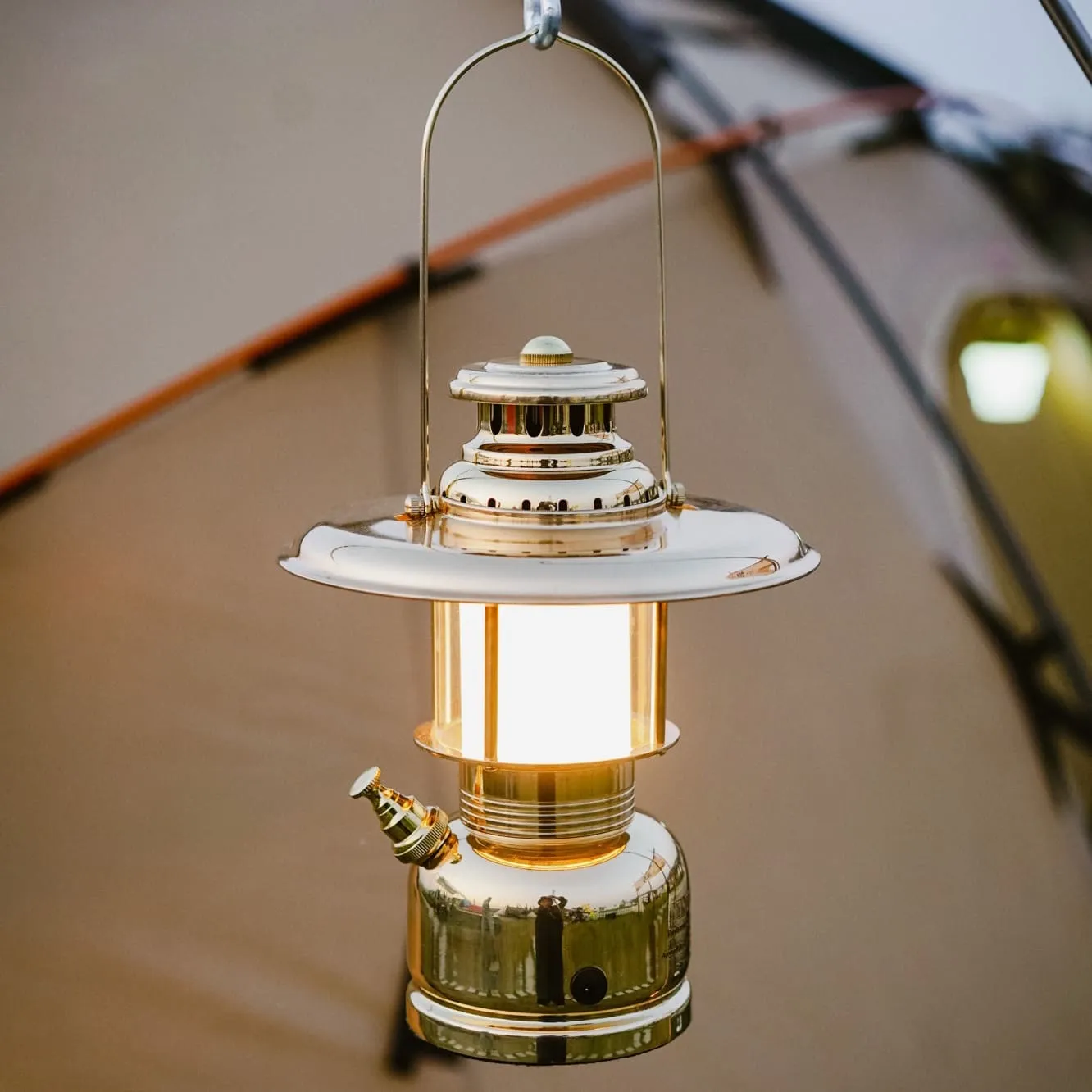 Railroad LED Lantern:Rechargeable & Battery Operated Brass Camping Light