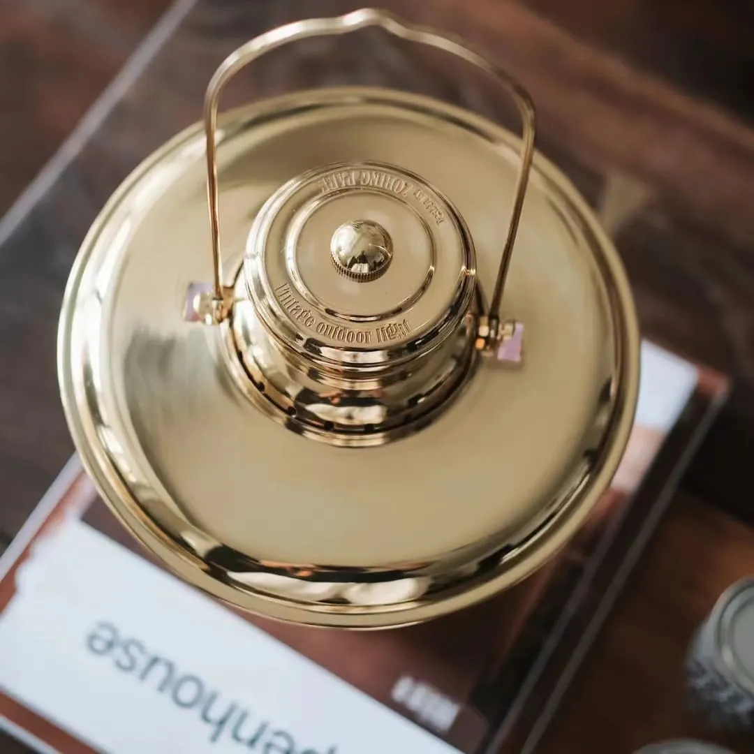 Railroad LED Lantern:Rechargeable & Battery Operated Brass Camping Light