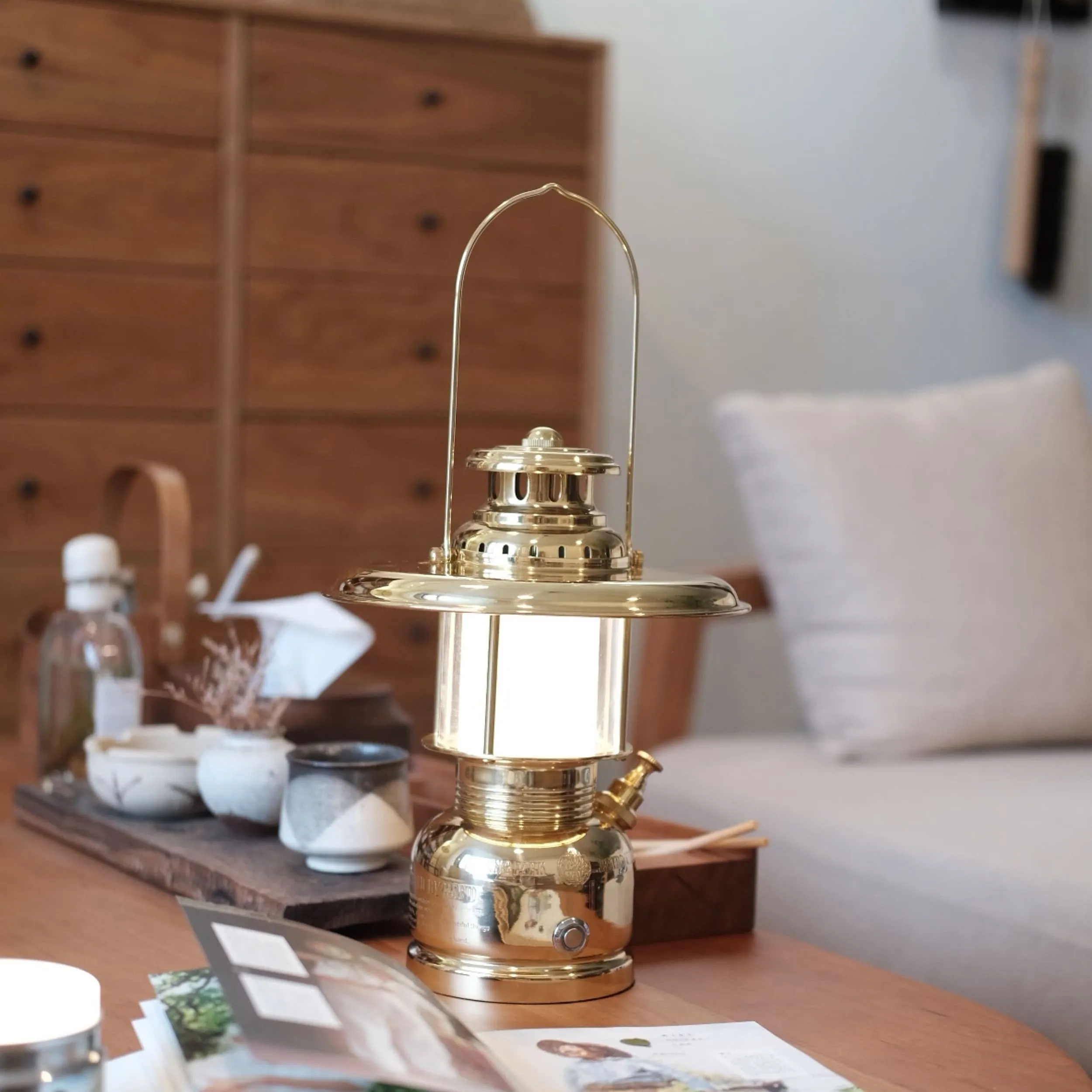 Railroad LED Lantern:Rechargeable & Battery Operated Brass Camping Light