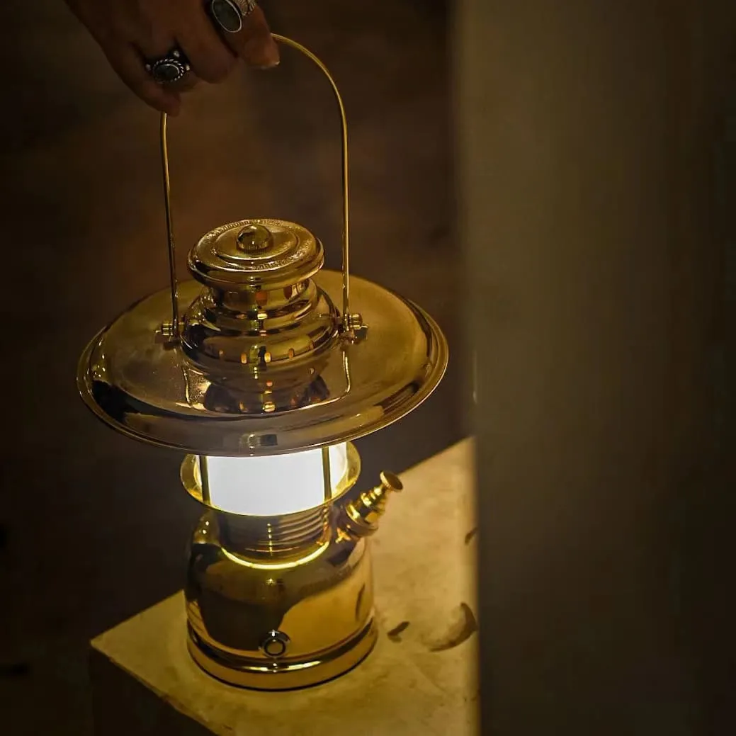 Railroad LED Lantern:Rechargeable & Battery Operated Brass Camping Light