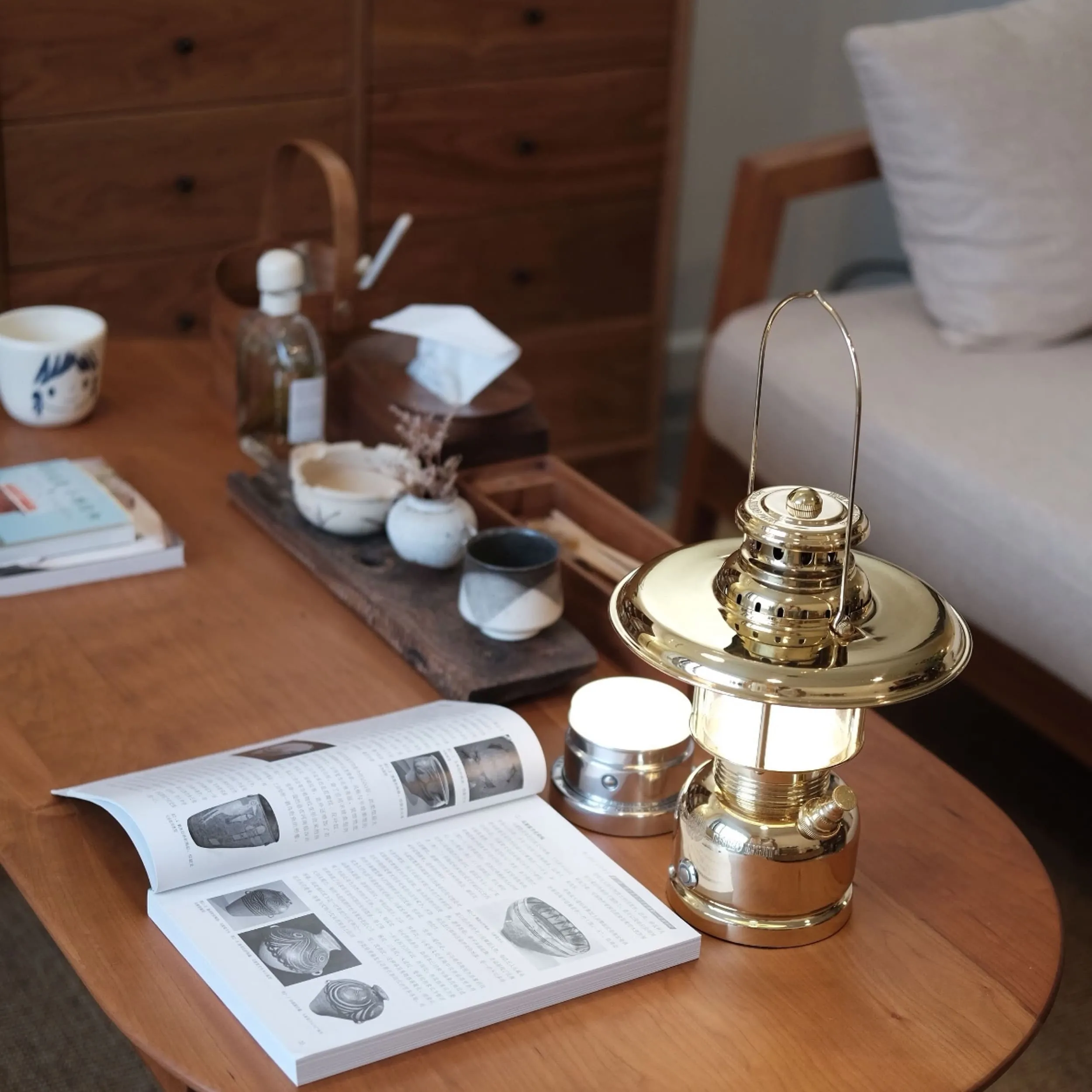 Railroad LED Lantern:Rechargeable & Battery Operated Brass Camping Light