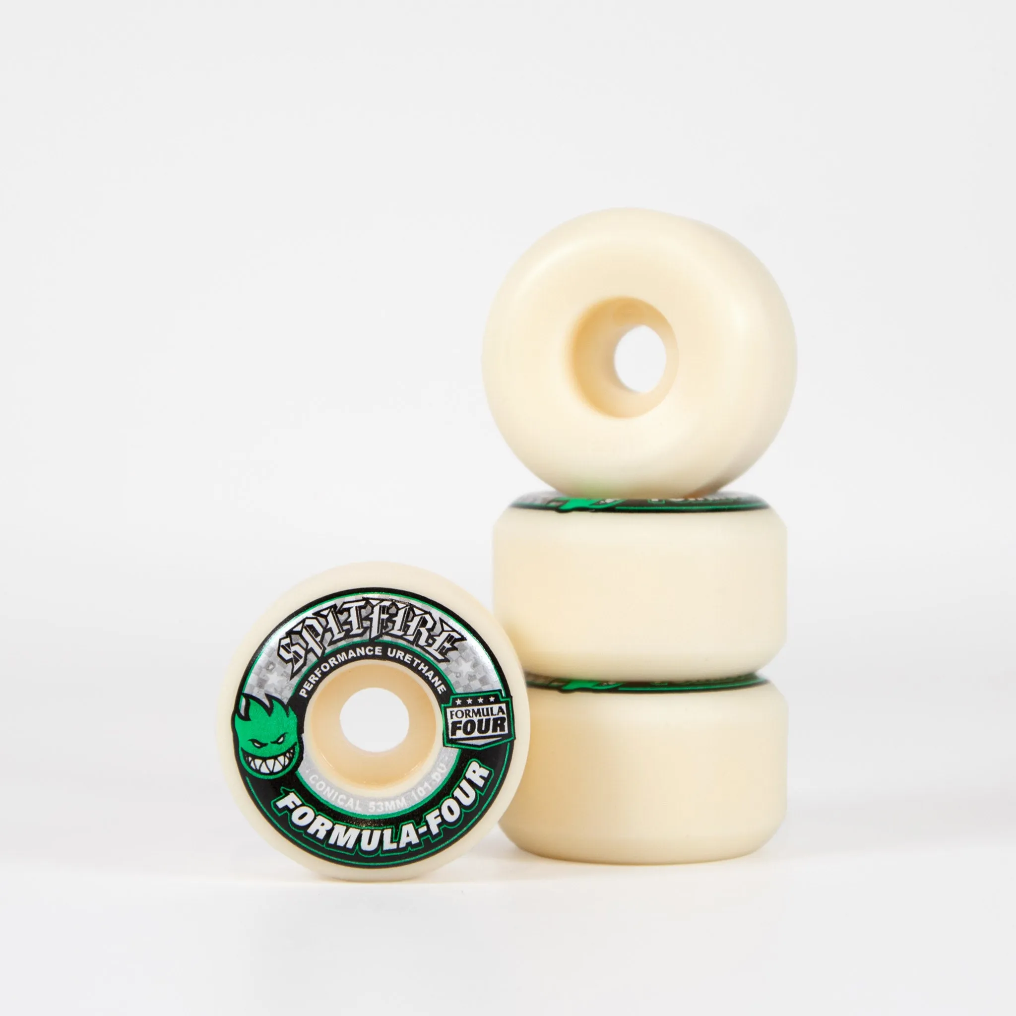 Spitfire - 53mm (101a) Formula Four Conical Skateboard Wheels - (Green Print)