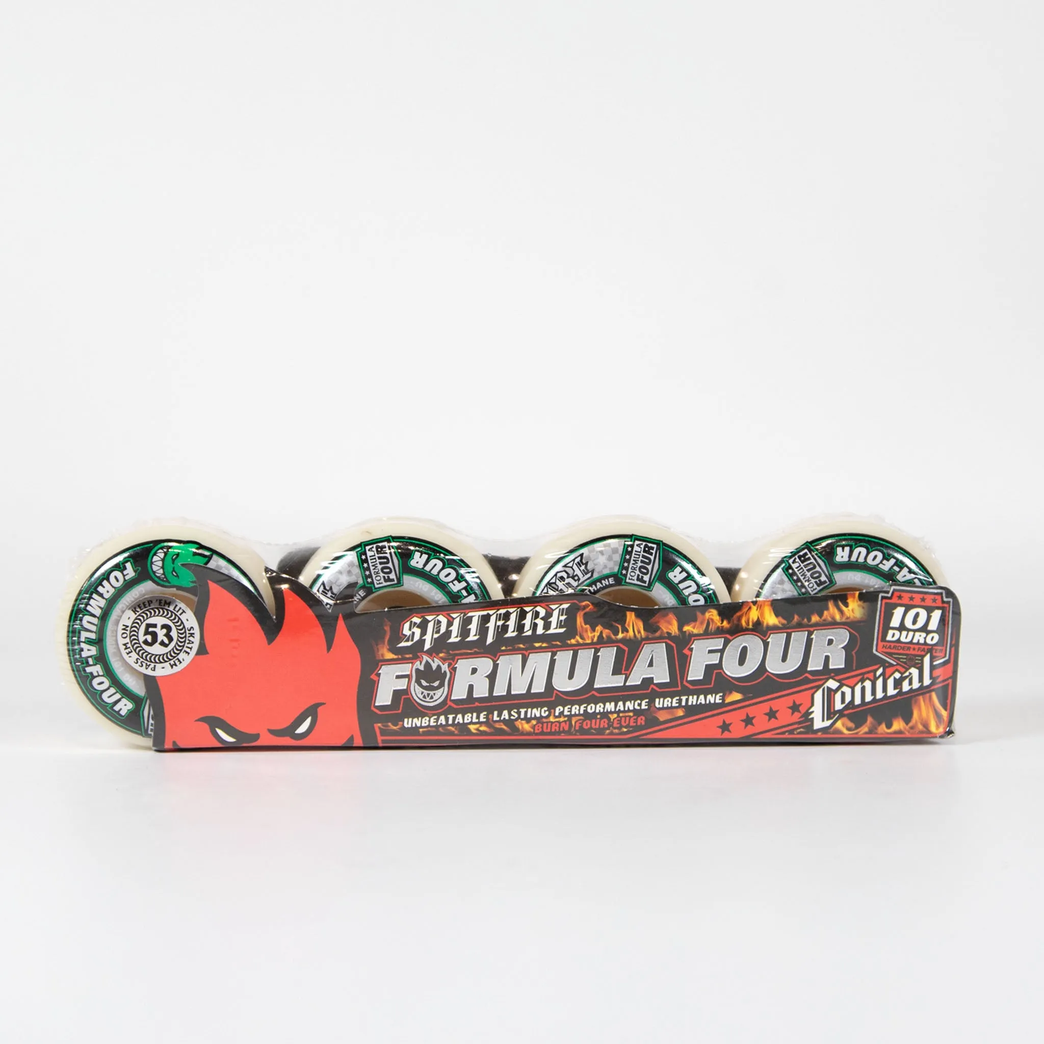 Spitfire - 53mm (101a) Formula Four Conical Skateboard Wheels - (Green Print)