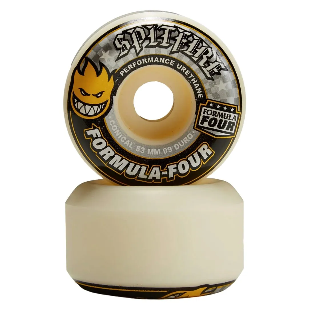 Spitfire Formula Four 53mm Conical 99Duro Skateboard Wheels - White/Yellow